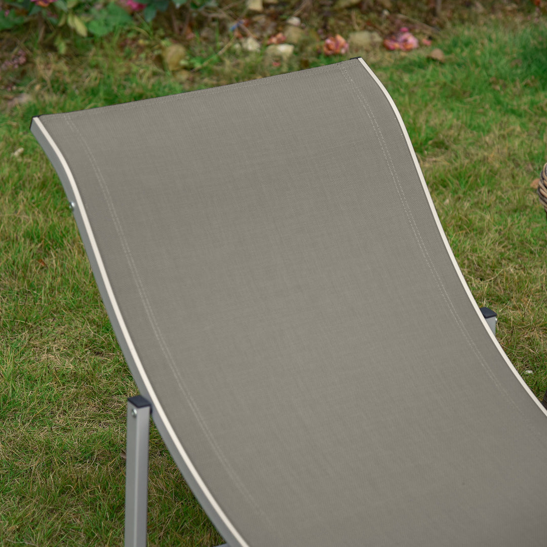 Set of 2 S-shaped Foldable Lounge Chair Sun Lounger Reclining Outdoor Chair for Patio Beach Garden, Light Grey
