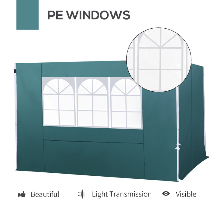 3 Meters Gazebo Replaceable Exchangeable Side Panel Wall Panels Walls With Window, Dark Green