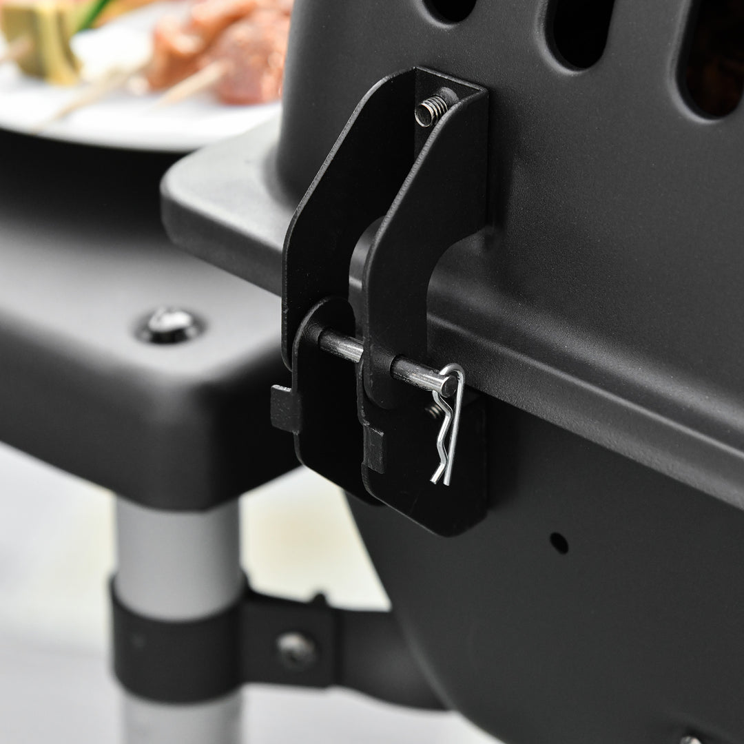 2 Burner Gas BBQ Trolley with Lid, 5.6 kW Gas Barbecue Grill with Wheels, Side Shelves, Black