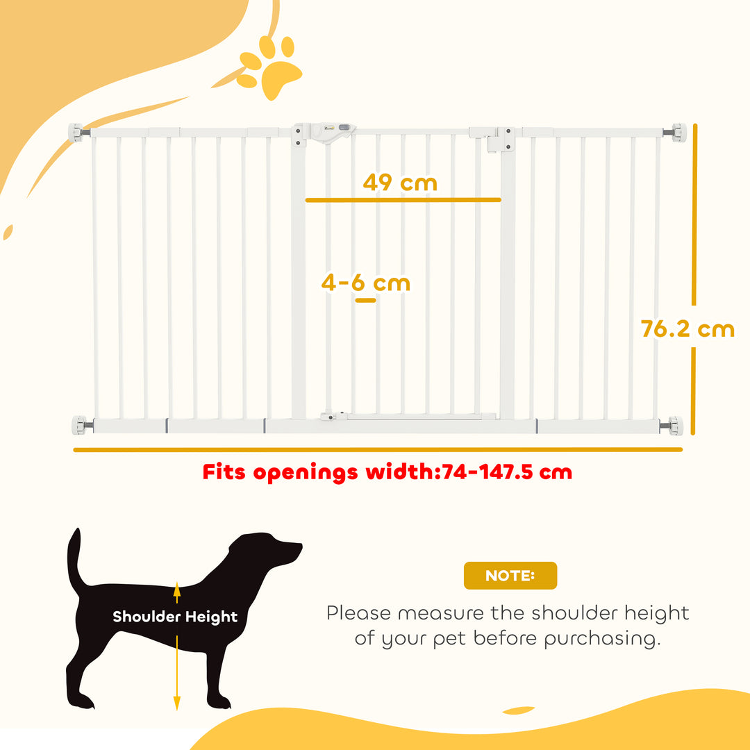 Adjustable Safety Gate w/ Three Extensions, Four Adjustable Screws, White