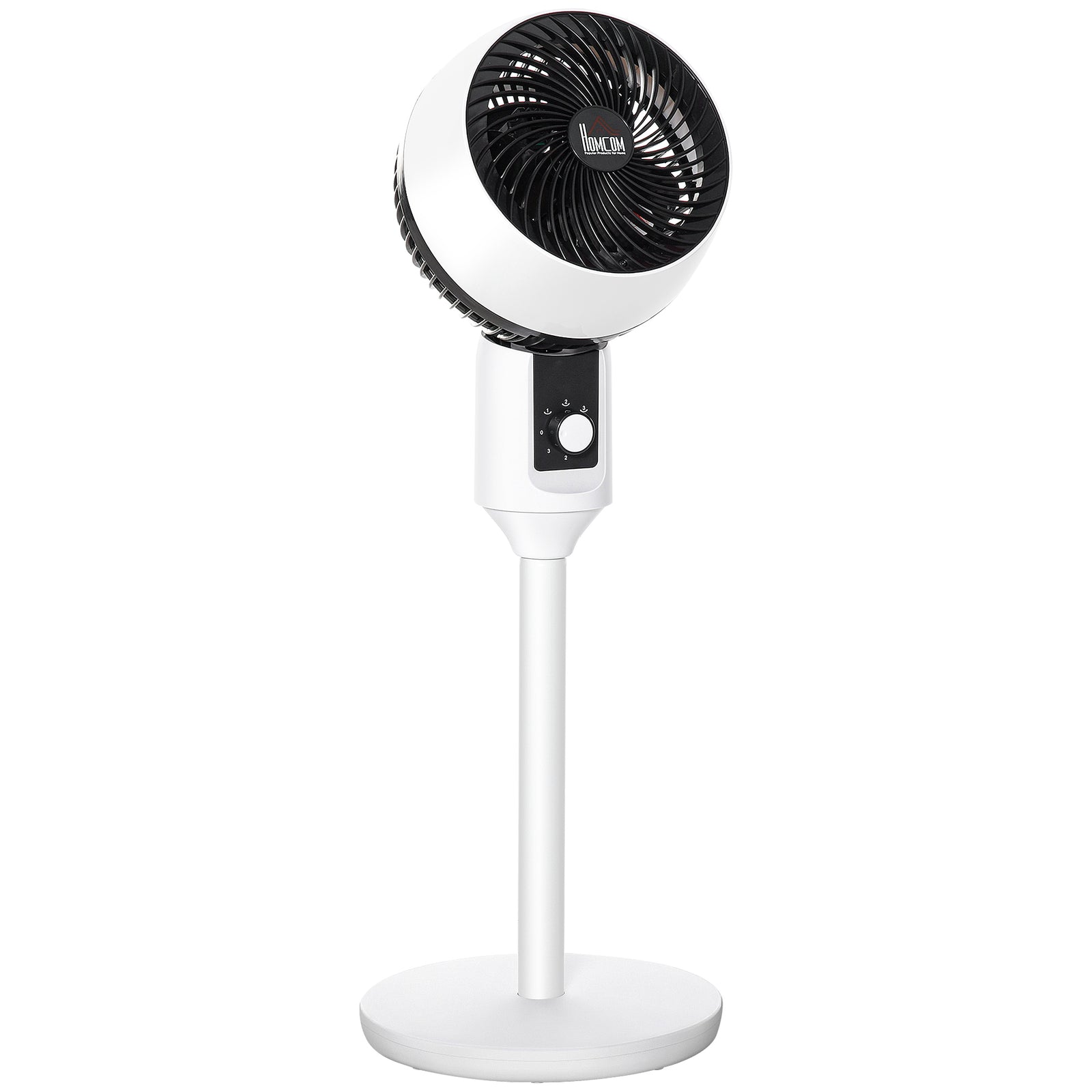 9'' Air Circulator Fan 3 Speed, 70° Oscillation 90° Vertical Tilt, Carry Handle, Pedestal Fan, Pedestal Fan for Living Room, Bedroom, Office, White and Black