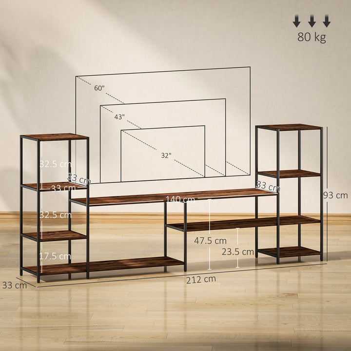 TV Unit for TVs up to 60 Inches, Industrial TV Stand with Storage Shelves, Entertainment Centre for Living Room, Bedroom