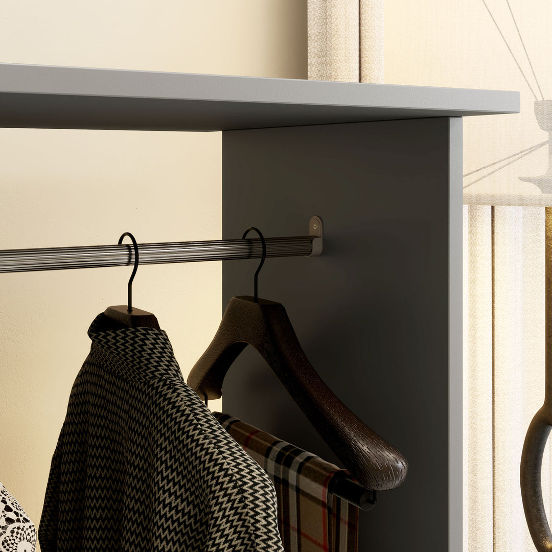 Open Wardrobe Double Mobile Storage Shelves Organizer W/6 Wheels-Grey