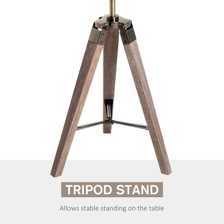 MCL Vintage Tripod Table Desk Lamp Bedside Light Spotlight Brass Antique Searchlight Wooden Base