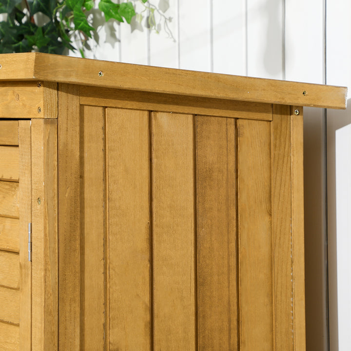 Wooden Garden Storage Shed, Compact Utility Sentry Unit, 3-Tier Shelves Tool Cabinet Organizer with Asphalt Roof and Shutter Design, 87cm x 47cm x 160cm
