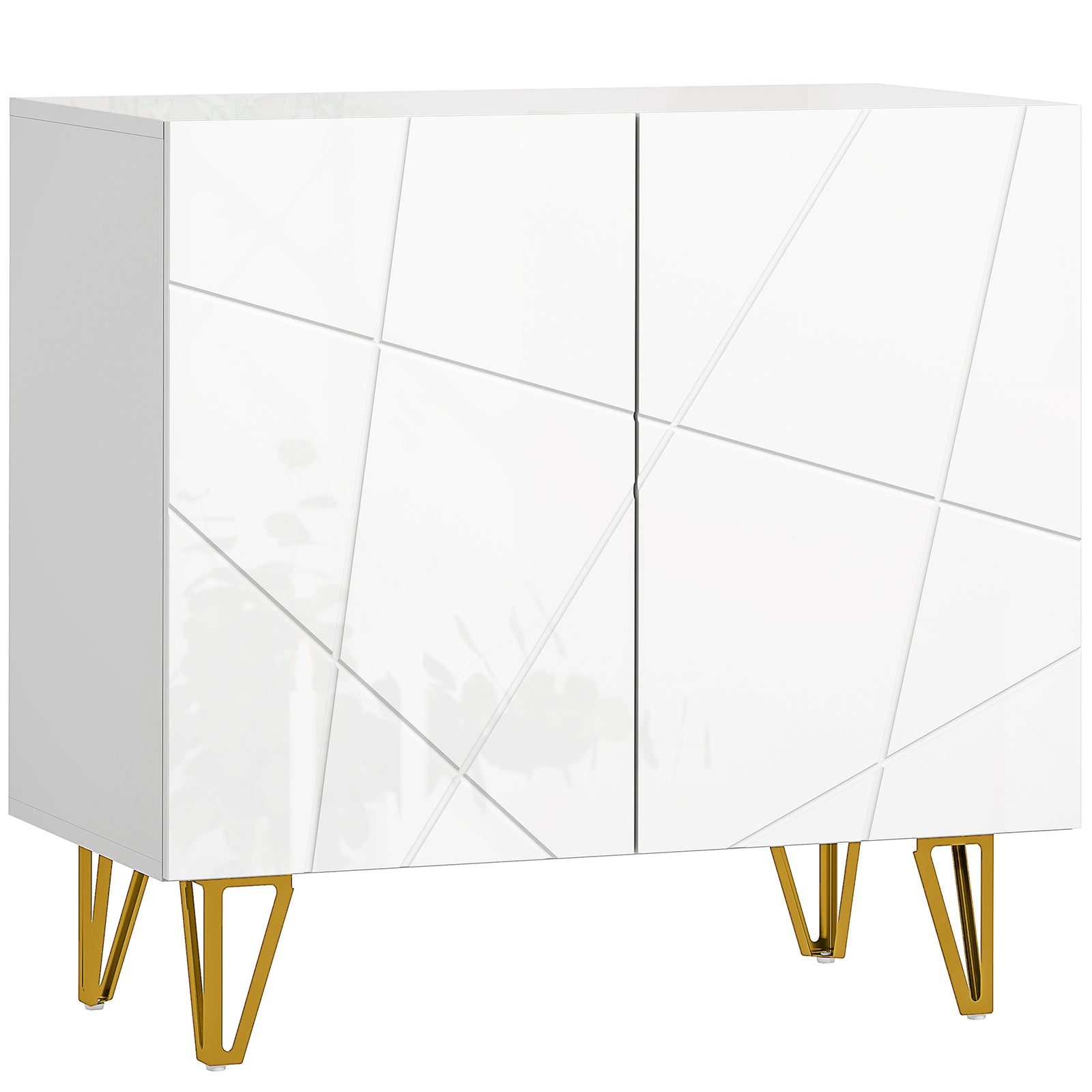 Modern Luxe High Gloss Sideboard, with Hairpin Legs - White
