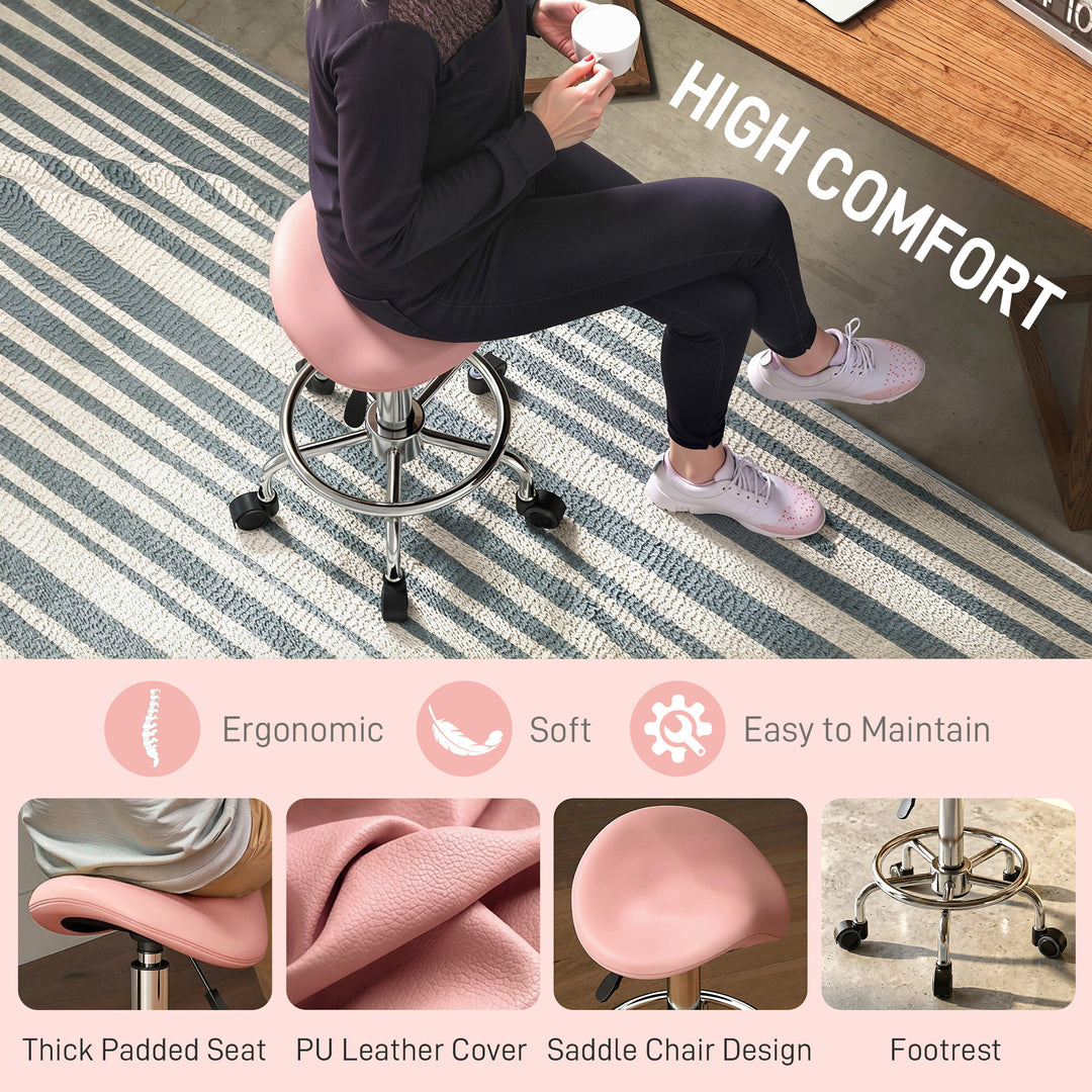 Salon Saddle Stool, Rolling Saddle Chair for Massage, Spa, Clinic, Bea