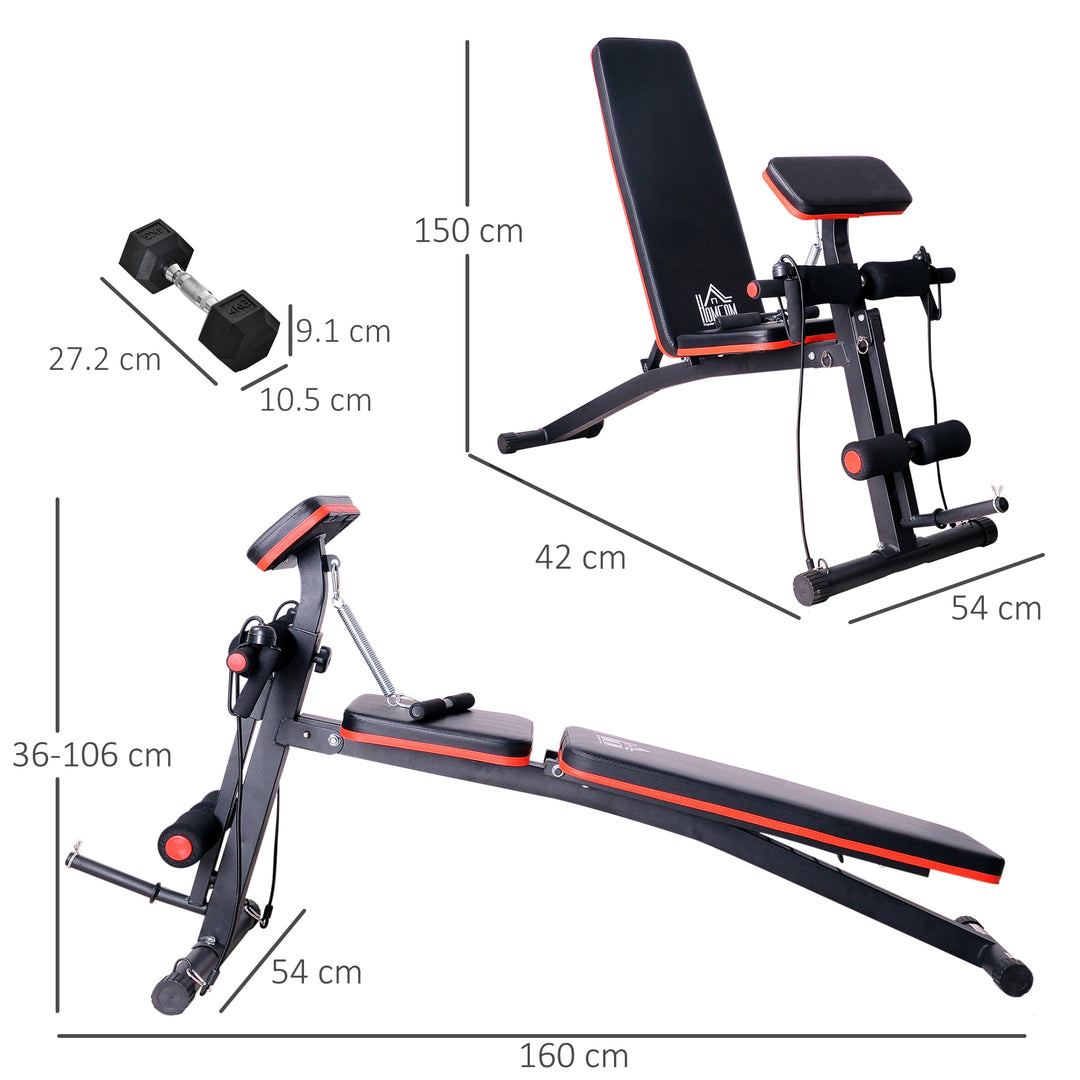 MCL Adjustable Reclined Dumbbell Bench Weight Lifting Set Folding Sit Up Ab Bench Home Training Gym Multiuse Workout Exercise Fitness with 2 x 4kg Dumbbells