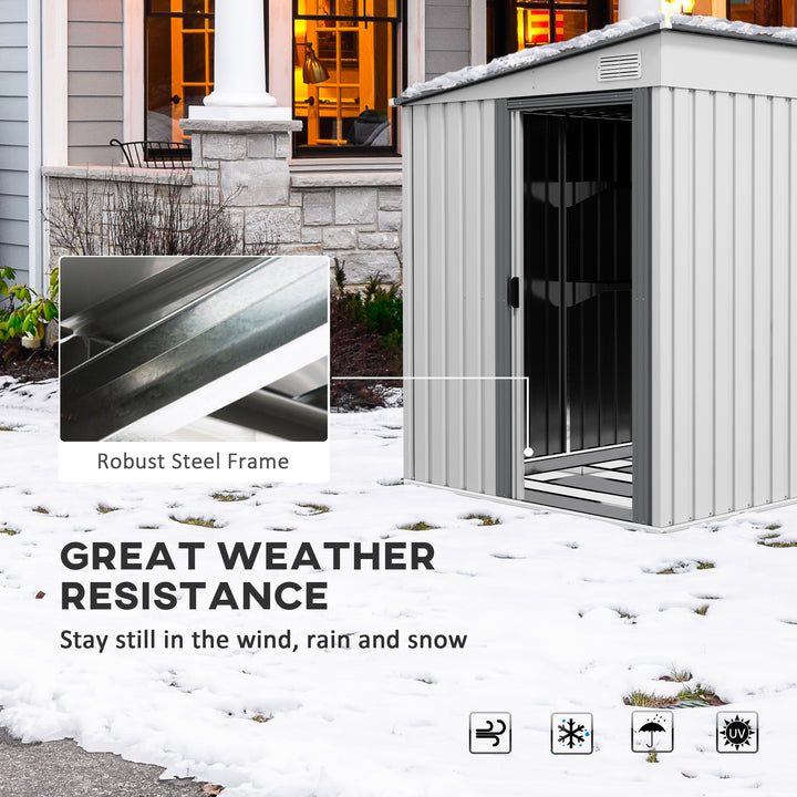 7 x 5ft Galvanised Metal Shed, with Sliding Door - White