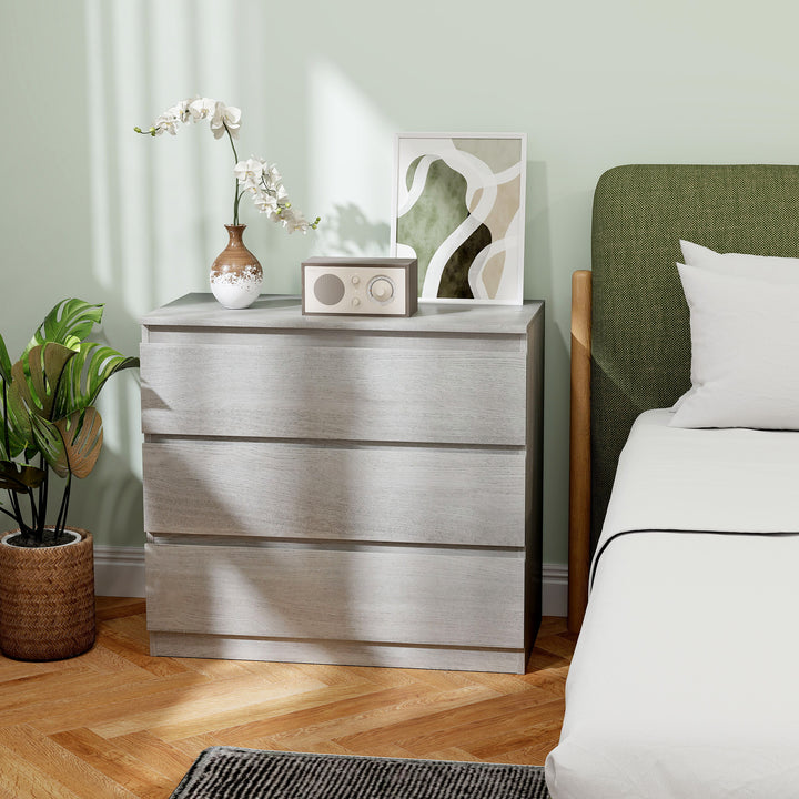 Chest of Three Drawers - Grey Wood Effect