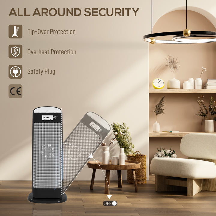 MCL Ceramic Space Heater, 2000W Fan Electric Heater with 4 Modes, Adjustable Thermostat, 55° Oscillation, Tip-Over and Overheat Protection for Bedroom, Home Office, Black