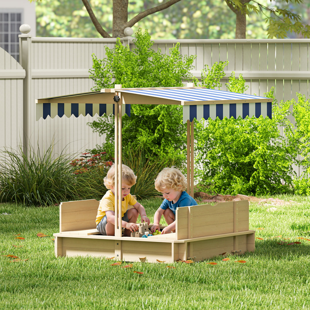 Kids Square Wooden Sandpit, Children Sandbox Outdoor Playset
