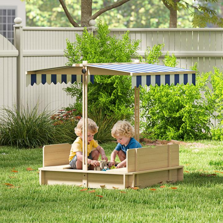 Kids Square Wooden Sandpit, Children Sandbox Outdoor Playset