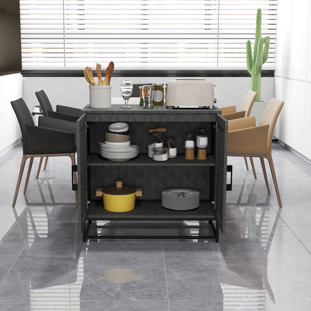 Modern Sideboard, Freestanding Sideboard Storage Cabinet with Adjustable Shelf and 2 Doors for Living Room, Grey