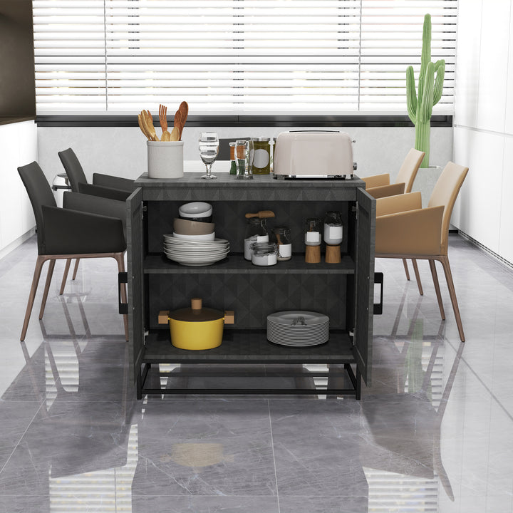 Modern Sideboard, Freestanding Sideboard Storage Cabinet with Adjustable Shelf and 2 Doors for Living Room, Grey