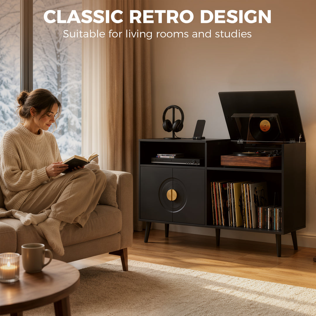 Record Player Stand, Vinyl Record Holder with Storage Holds Up to 300 - view 5