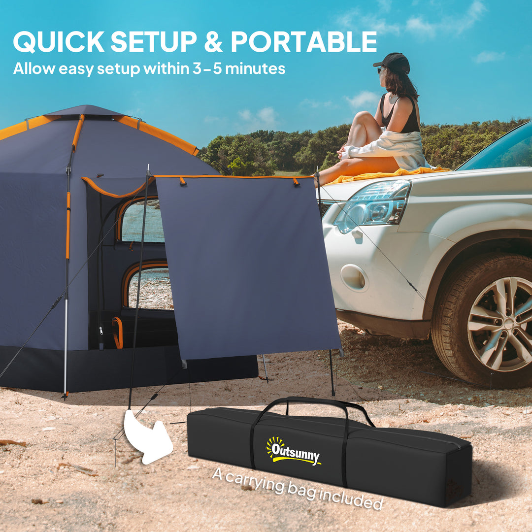 Automatic Pop Up Camping Tent, Instant Setup 2-4 Man Tent with Mesh Windows, Waterproof & UV30+, Portable with Carry Bag for Fishing, Hiking, Backpacking, Dark Grey