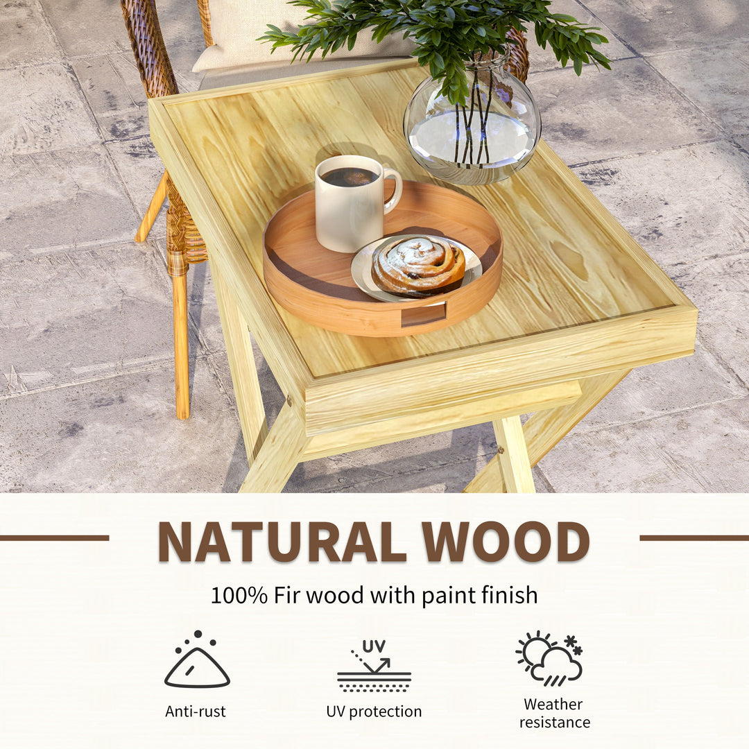 Outsunny Garden Table, Wooden Outdoor Side Table, 68x44cm, Perfect for Patio or Balcony, Natural Finish