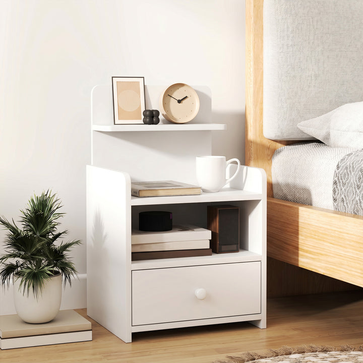 Bedside Cabinet, Bedside Table with Drawer and Shelf for Living Room, 