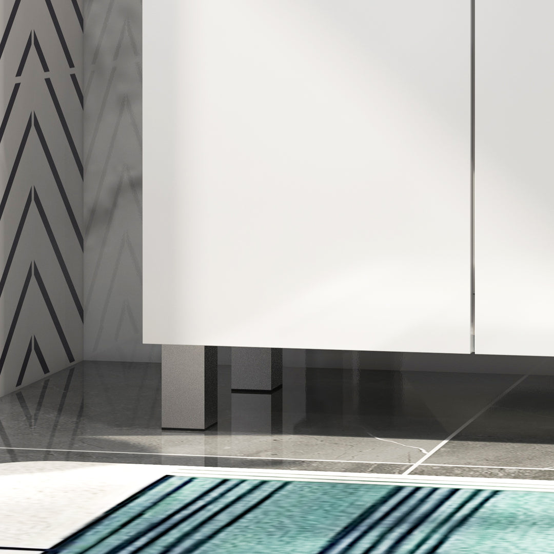 Freestanding Bathroom Cabinet, High Gloss Storage Cabinet with Doors a