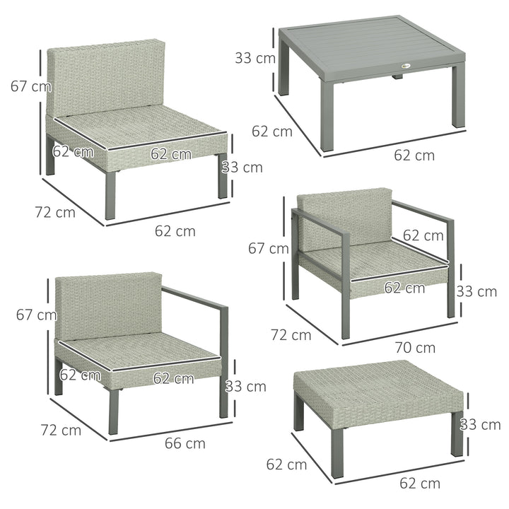 Six-Piece Rattan Garden Sofa Set - Light Grey