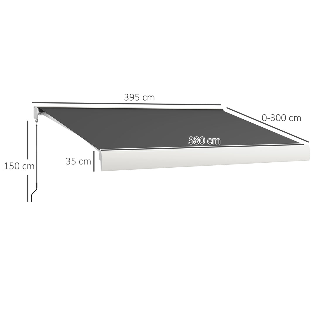 4 x 3(m) Electric Retractable Awning with Remote Controller, Aluminium Frame Sun Canopies for Patio Door Window