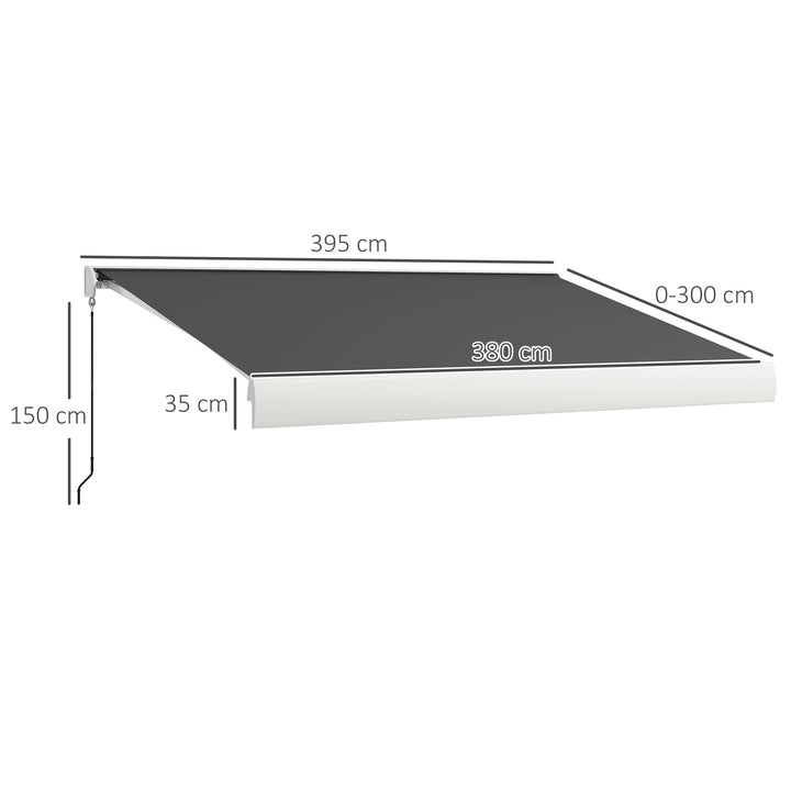 4 x 3(m) Electric Retractable Awning with Remote Controller, Aluminium Frame Sun Canopies for Patio Door Window