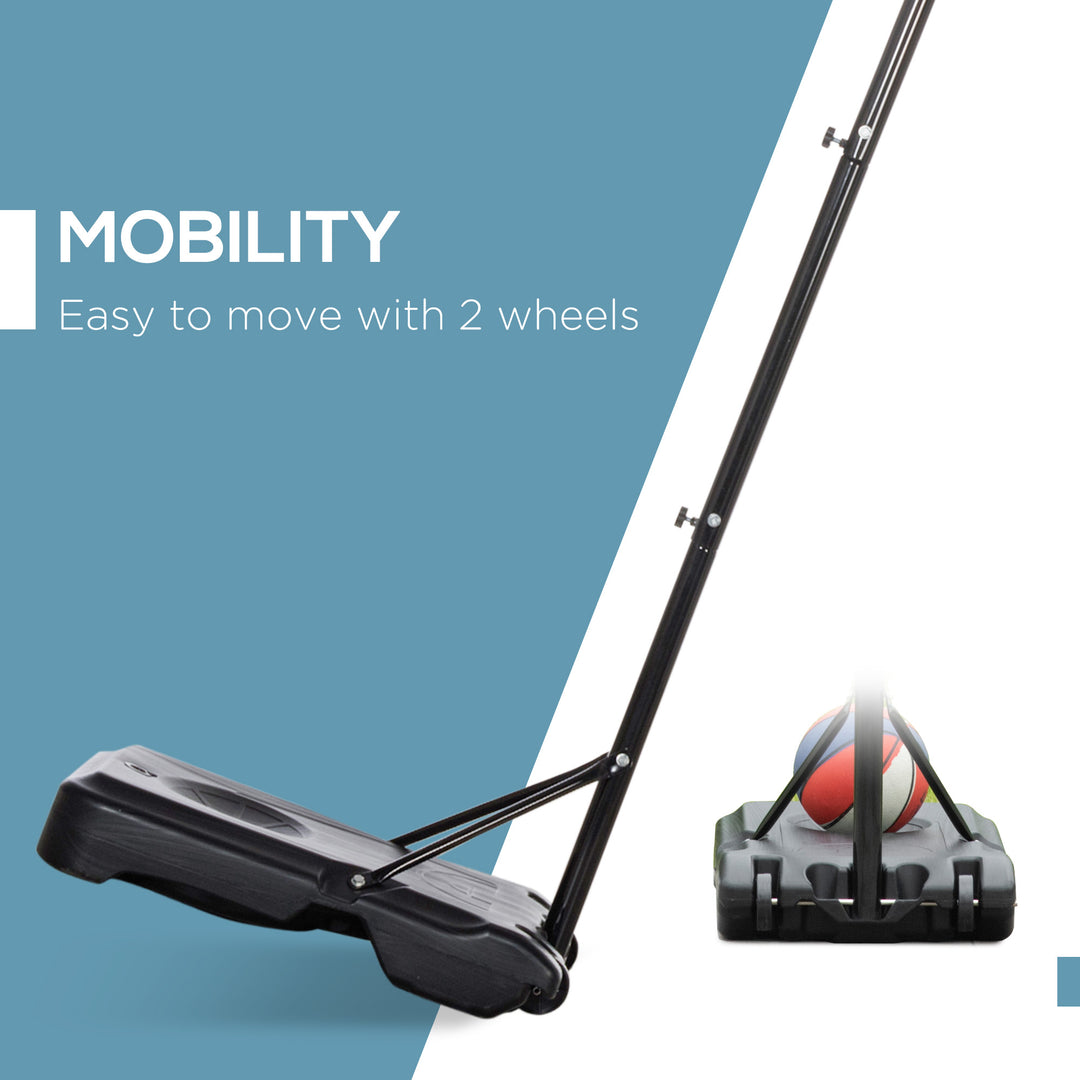 MCL Basketball Hoop Stand Portable Adjustable Height 2.1-2.6m w/ Wheels, Sturdy Rim Stable Base, Black