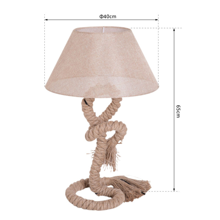 HOMCOM Bedroom Table Lamp, Bedside Light with Indispensable Nautical Twisted Rope, Glow E27 for Bedroom Living Room, Beige | Aosom UK