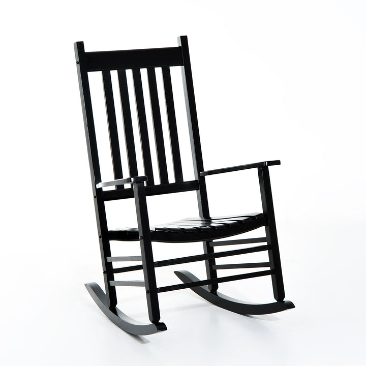 Outsunny Wooden Rocking Chair: Patio Rocker Armchair for Outdoor Seating, Black | Aosom UK