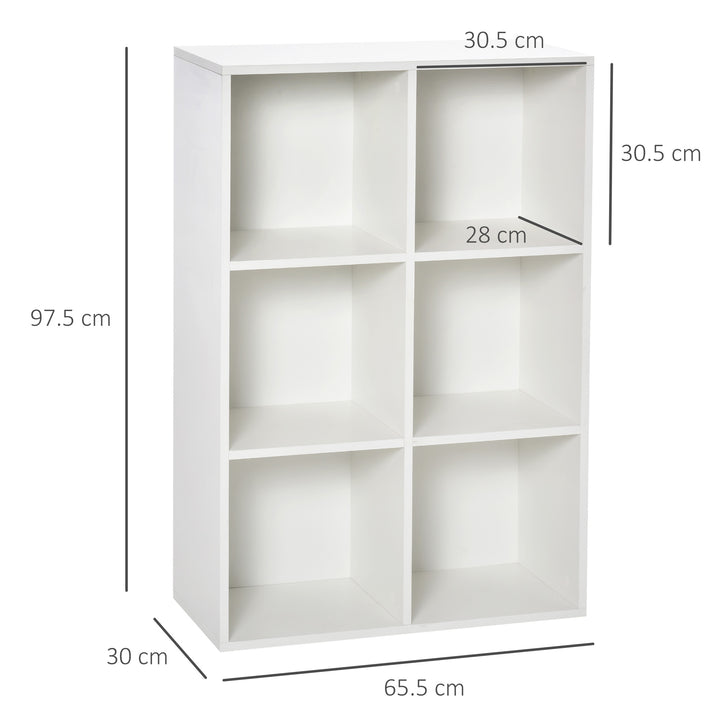 HOMCOM Six-Cube Bookcase - White Wood Effect