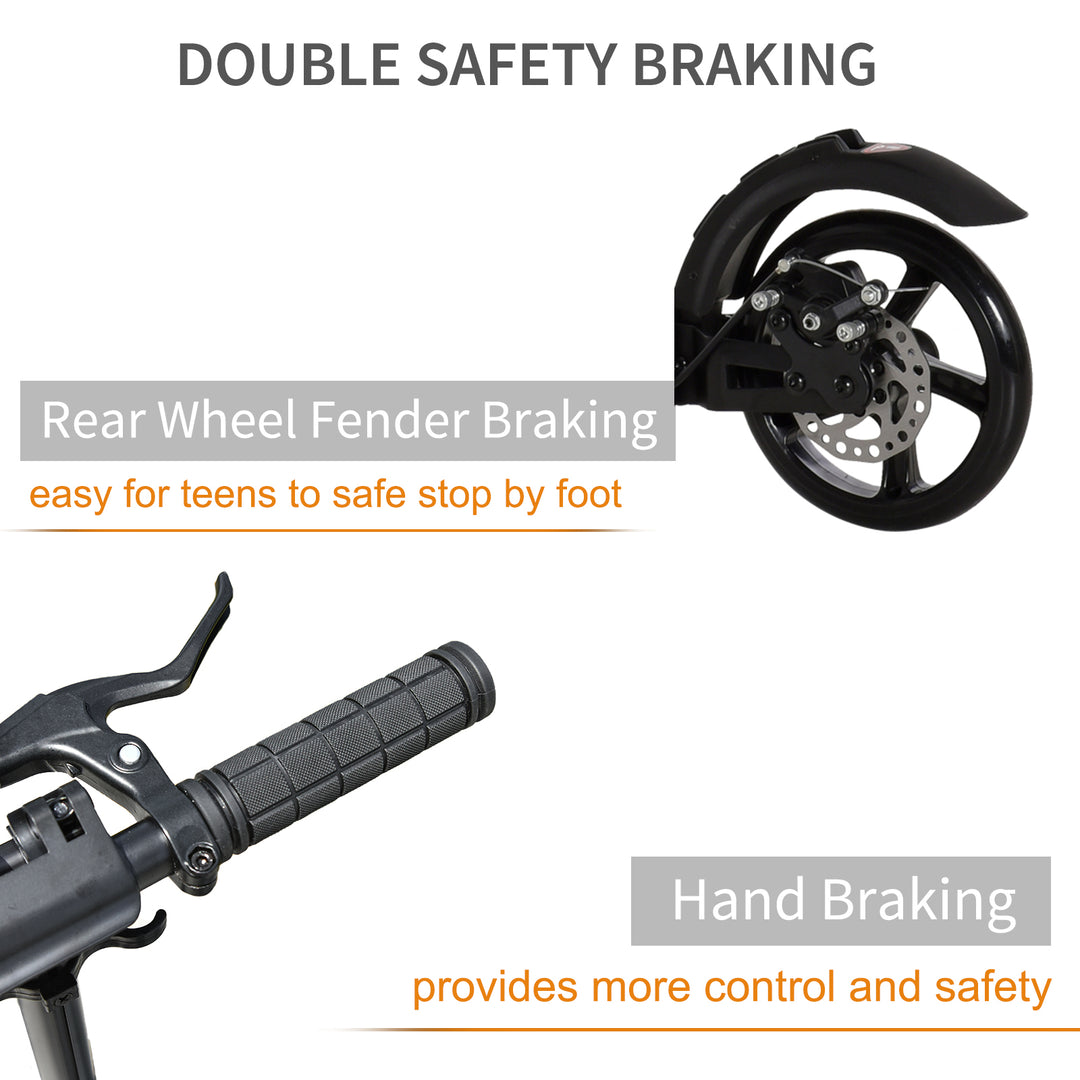 MCL Kick Scooter, Folding 2 Wheel Scooter for 14+ Teens Adults, with Dual Brake System, Dual Suspension, 230mm Big Wheels, 3 Adjustable Handlebar, up to 100KG, Black