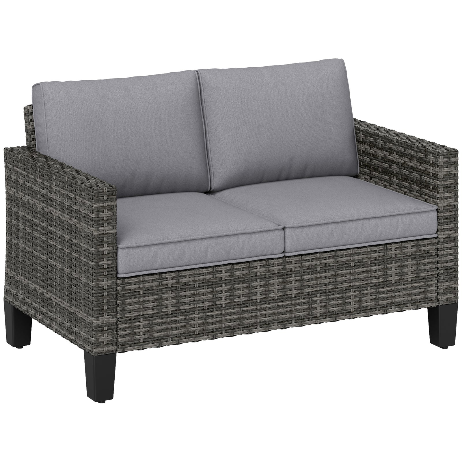 Two-Seater Rattan Outdoor Sofa - Dark Grey