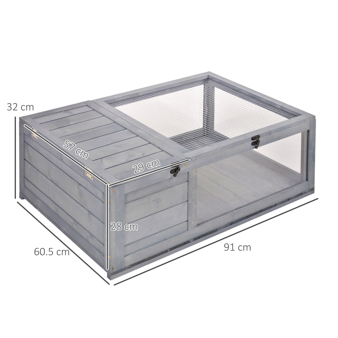 Tortoise House, Small Reptile Wooden House, with Mesh Roofs, Side Panels, for Turtles, Lizards, Geckos and Snakes