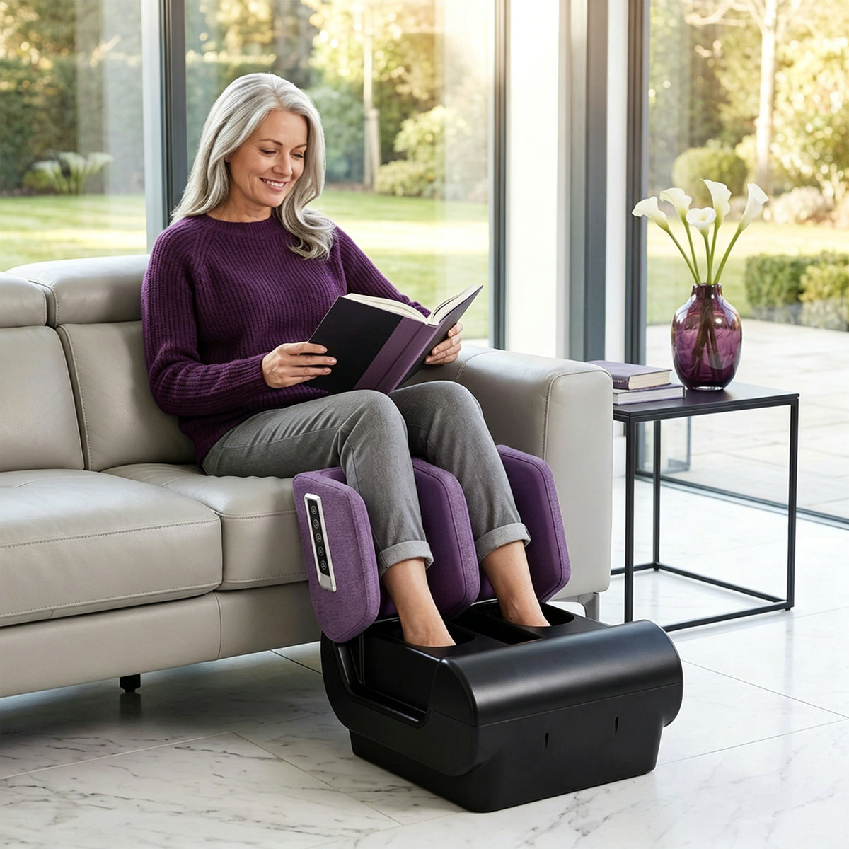 2 in 1 Foot and Calf Massager with Heat, Air Compression, Timer, 3 Mod