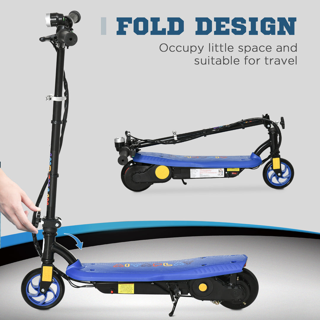 Foldable Electric Scooter, with LED Headlights, for Ages 7-14 Years, Blue
