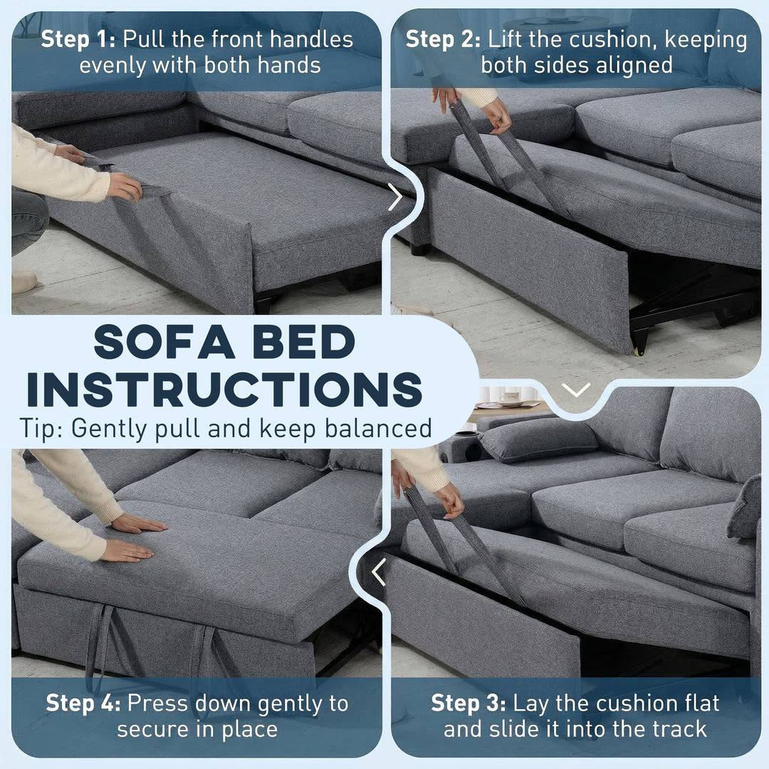 Corner Sofa Bed, L Shaped Sleeper Sectional Sofa with Reversible Stora
