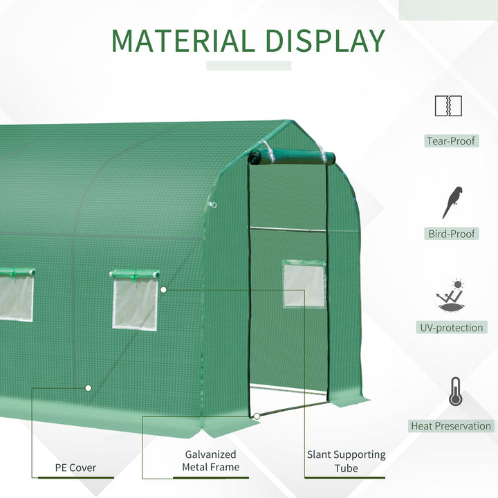 Polytunnel Greenhouse with Windows and Door, Walk in Greenhouse for Garden, Backyard (3 x 2 M)