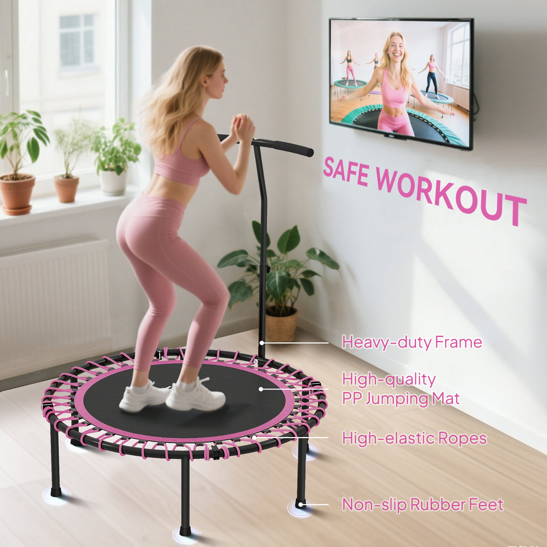 MCL Mini Round Steel Frame Trampoline w/ Adjustable Handle, Pink