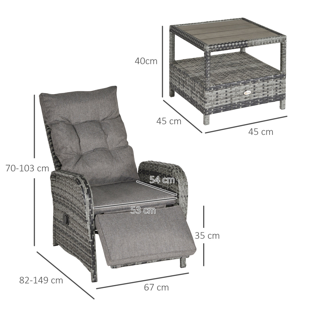 MCL 2 Seater Patio Wicker Chaise Lounge Sofa Set with Fabric Cushion, Grey