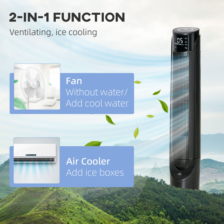 MCL Ice Cooling Tower Fan, Water Conditioner Evaporative Air Cooler Unit with 4 Modes, 3 Speed, Remote Control, Timer, Oscillating for Home Bedroom, Black