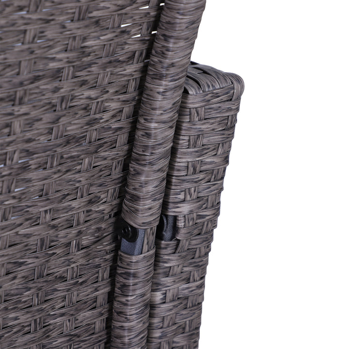 5 Pieces PE Rattan Garden Furniture Set with 10cm Thick Padded Cushions, Wicker Weave Outdoor Seating Chairs with 2 Armchairs, 2 Stools, Glass Top Table, Dark Grey