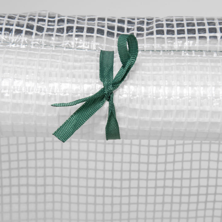 MCL Mini Small Greenhouse with Steel Frame & PE Cover & Zipped Window Poly tunnel Steeple for Plants Vegetables, 180 x 90 x 90 cm, White