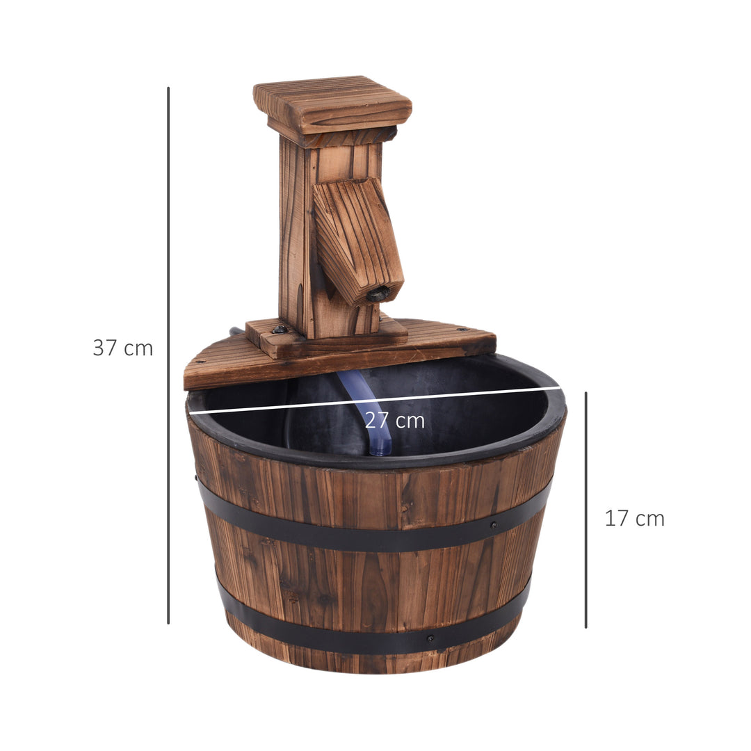 Outsunny Wood Barrel Pump Patio Water Fountain Water Feature Electric Garden