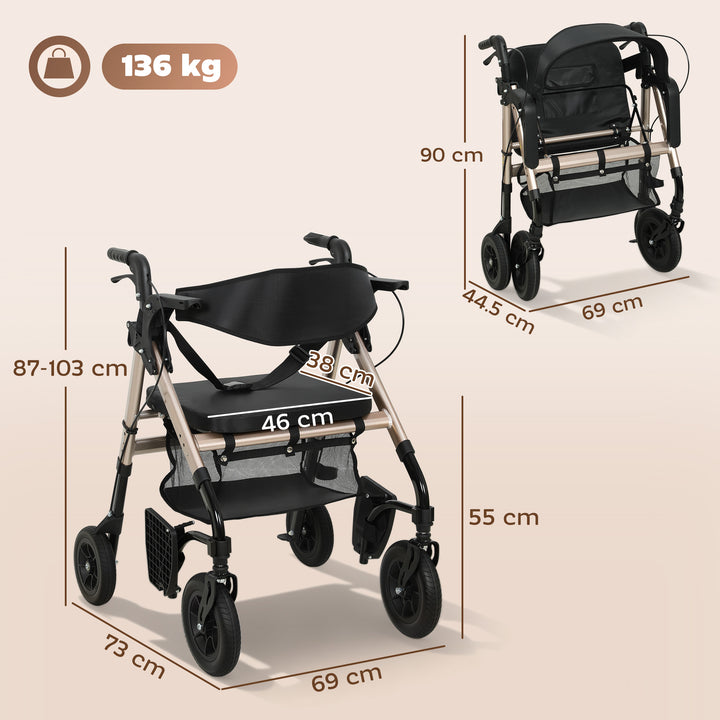 Rollator Walker Wheelchair, with Seat
