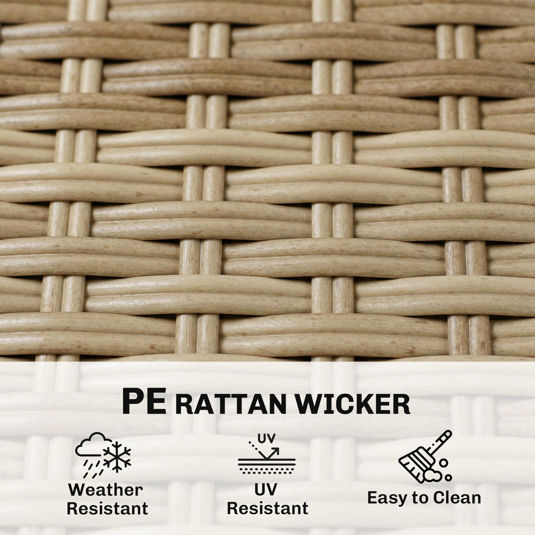 4 Seater Rattan Dining Set with Parasol, 6 Piece Garden Table and Stac