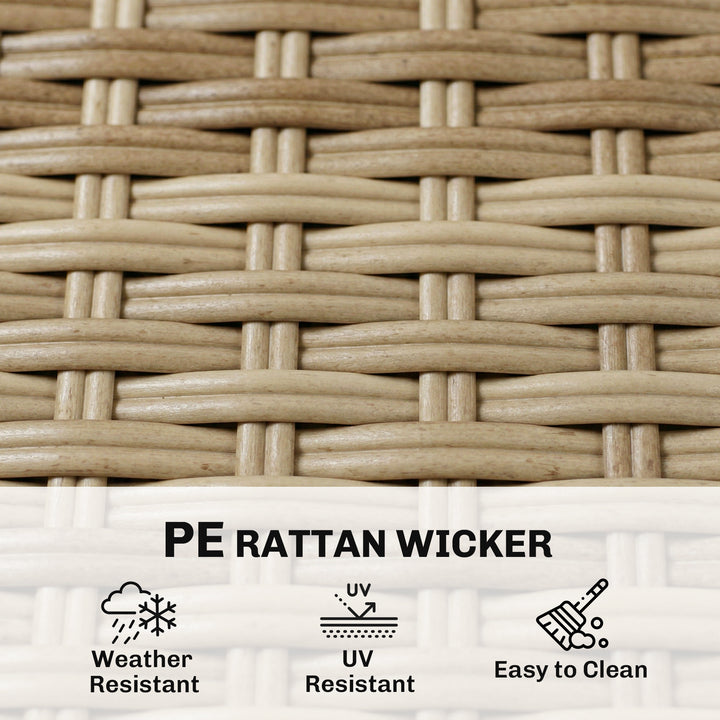 4 Seater Rattan Dining Set with Parasol, 6 Piece Garden Table and Stac