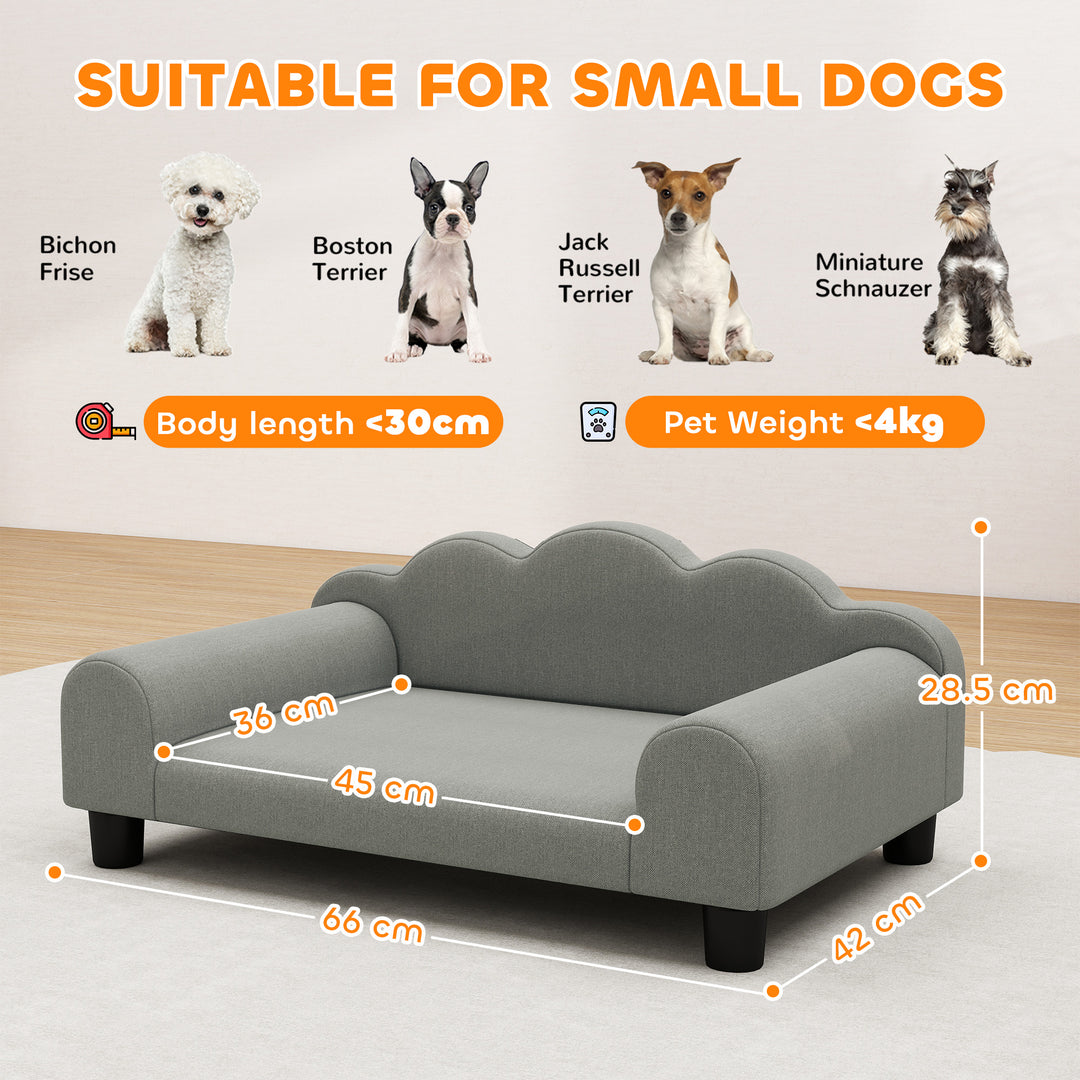 Elevated Dog Sofa Bed, Breathable Pet Sofa with Backrest and Armrest for Small Dogs, Grey