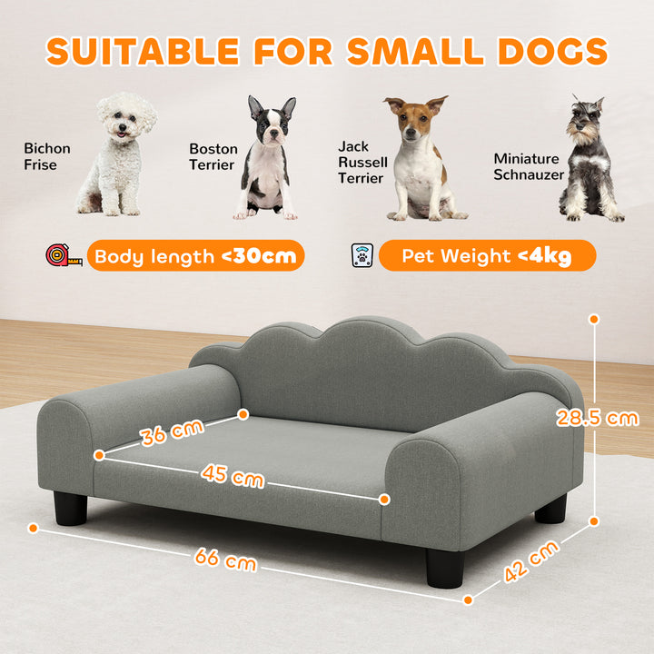 Elevated Dog Sofa Bed, Breathable Pet Sofa with Backrest and Armrest for Small Dogs, Grey