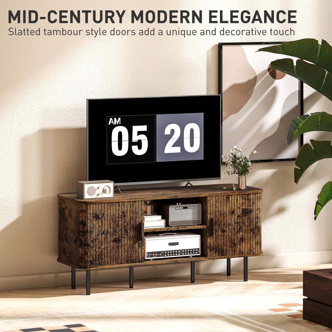 TV Stand Cabinet for TVs up to 55 Inches, TV Unit with Storage Shelves and Cupboard for Living Room, Rustic Brown